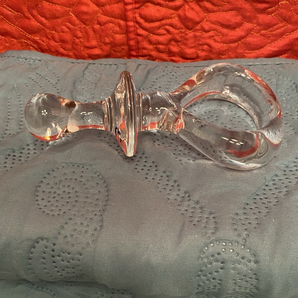 Handblown Art‎ Glass Pacifier Clear Tiny Bubbles 6 Inches Long Unique Rare